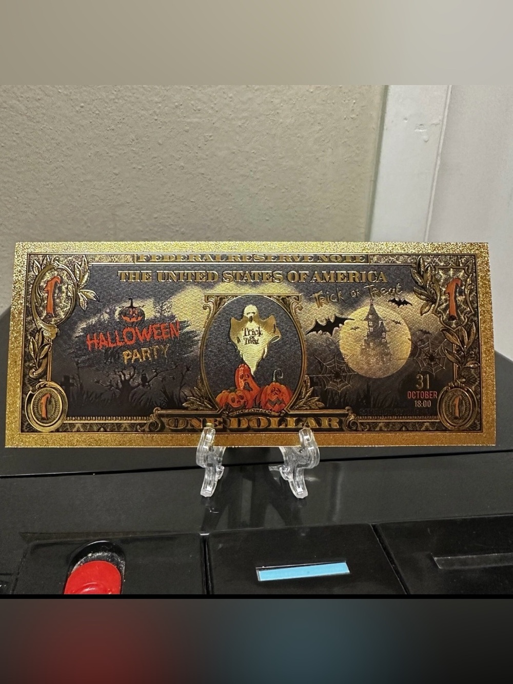 Gold Foil Plated Halloween Collectible Banknote